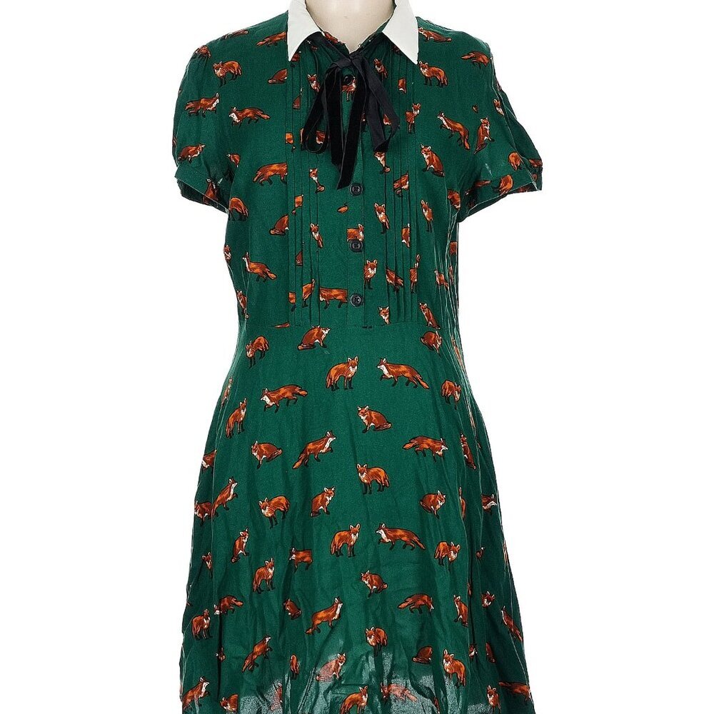 NWOT Hell Bunny Fox Dress in Green. - Picture 2 of 5